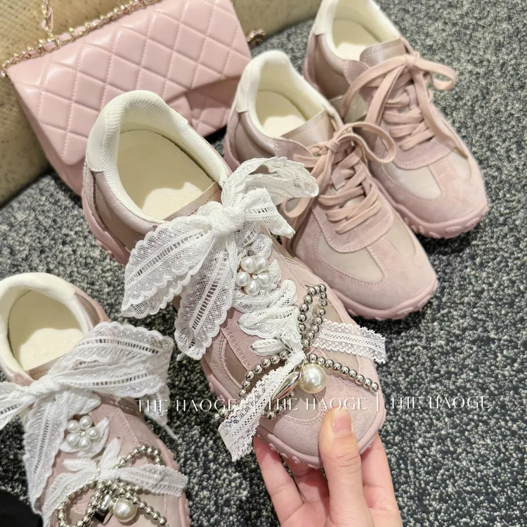 厚底德训鞋女2025春季新款复古阿甘鞋厚底增高运动鞋