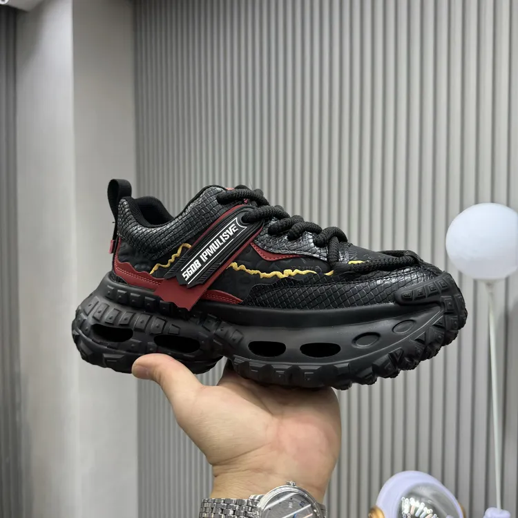 2025春季新款男士老爹鞋时尚百透气布面拼接搭厚底增高运动休闲鞋