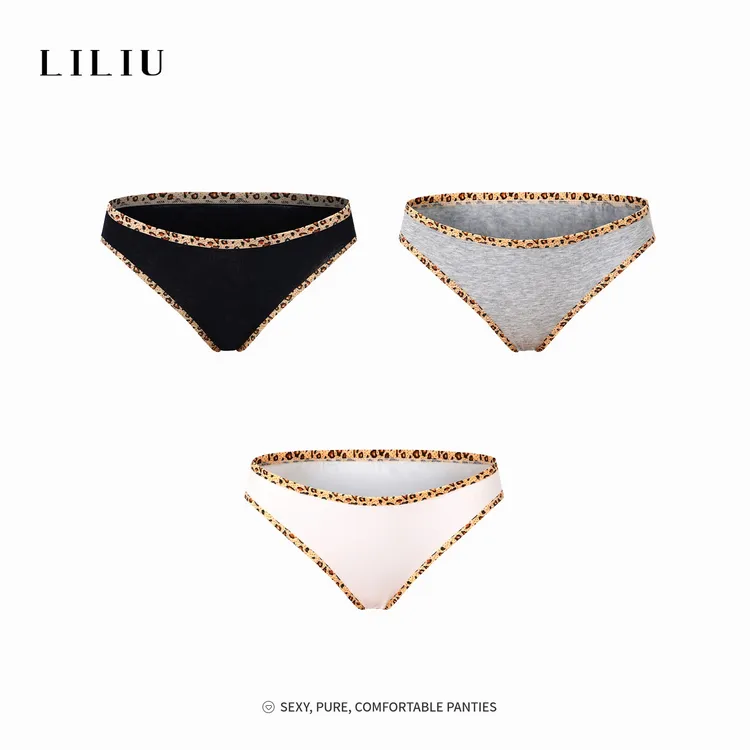 【达人专属】LILIU|野生辣妹·性感豹纹内裤女低腰运动舒适纯棉裆三角内裤女士