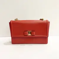 95新 FERRAGAMO/菲拉格慕 7姐专场/红色蝴蝶结斜挎包