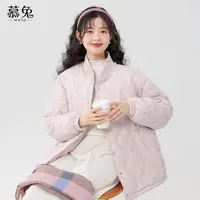 慕兔小个子宽松休闲棉衣短外套女冬2024新款菱格高级感加厚保暖