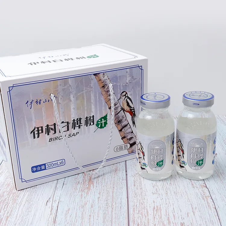 伊村山野白桦树汁黑龙江特产健康100%原汁NFC植物饮品320ml*6瓶