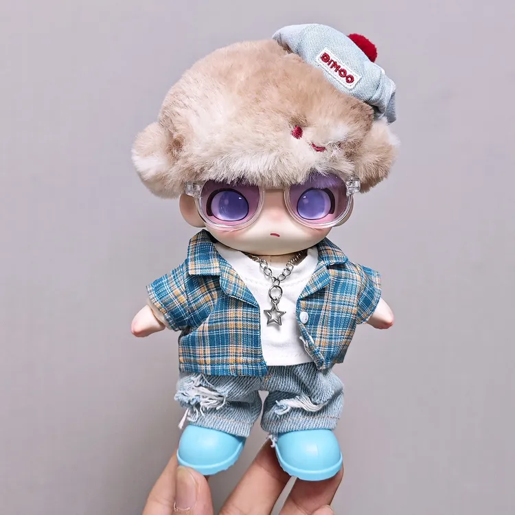 仅娃衣】dimoo吊卡娃衣心动特调夏日蓝格衬衫6件套DIMOO娃衣