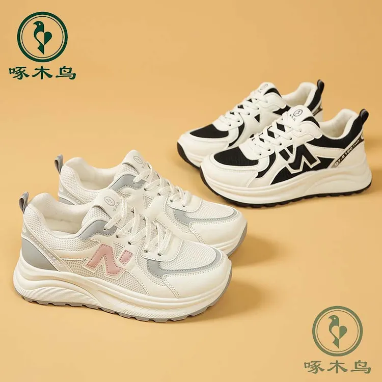 啄木鸟品牌休闲鞋夏季百搭厚底鞋女式老爹鞋网鞋ins【022】