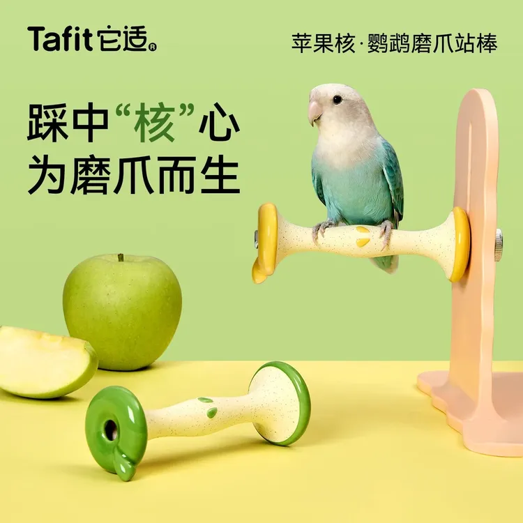 它适鹦鹉苹果站杆磨爪站棒陶瓷鸟站架攀爬宠物用品高颜值鹦鹉站架