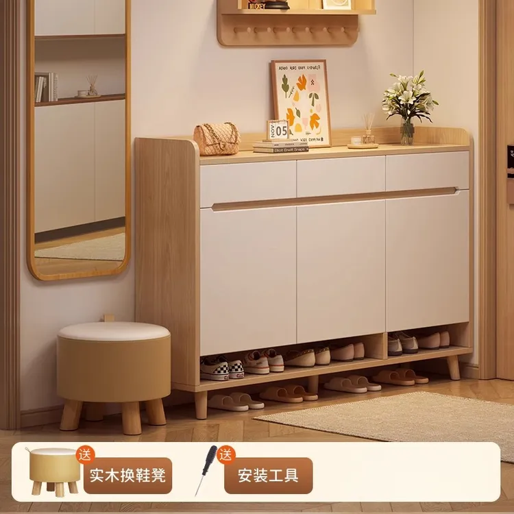 入户实木鞋柜家用门口室内新款2024爆款玄关柜一体储物柜收纳鞋架