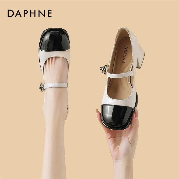 达芙妮玛丽珍女鞋2025新款小香风法式单鞋浅口粗跟高跟鞋配裙子鞋