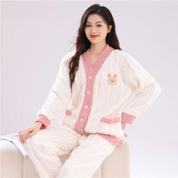 秋冬款睡衣女款爆款2025新款珊瑚绒加绒加厚法兰绒家居服套装外穿