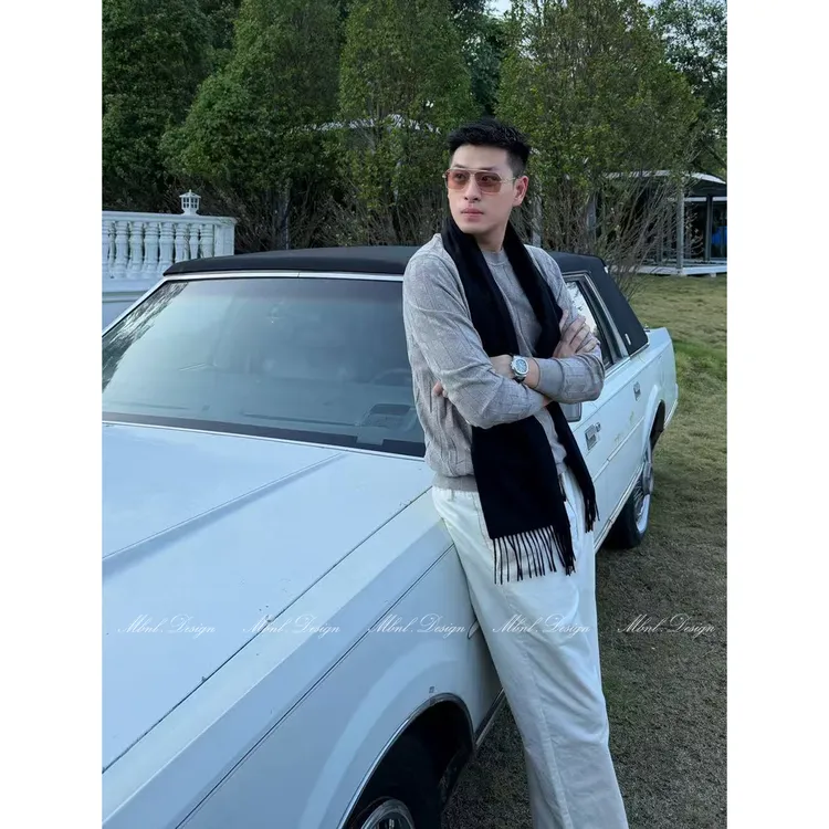 MBNL-F「H.几何提花」秦磊男装羊绒羊毛混纺纹理结构长袖LL-WSY1199