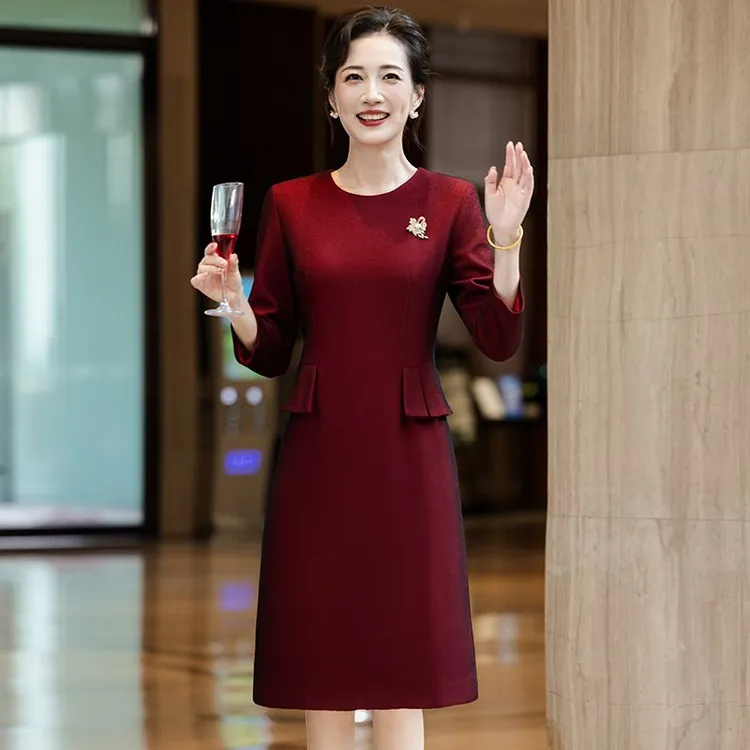 喜婆婆喜妈妈婚宴礼服小个子妈妈连衣裙修身气质宴会晚礼服