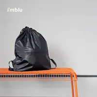 imblu便携抽绳包黑色简约双肩背束口
