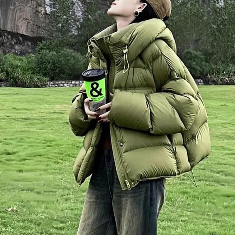 短款上衣女小个子2026冬季新款棉服泡芙龟背绿色面包服外套潮流