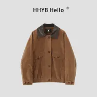 HHYB Hello2025秋季新款美式复古中古皮衣经典款百搭外套H70041