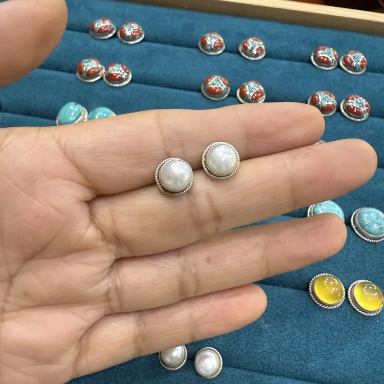 925纯手工珍珍耳钉