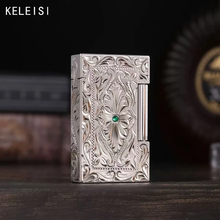 克雷斯双火斜火朗声打火机纯铜侧滑充气钢音刻字礼物送男士高档