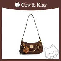 【刘叮当甄选】CowKitty/复古潮流豹纹法棍包单肩斜挎包8062褐