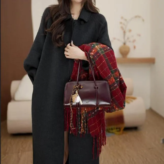 2025年秋冬新款双面羊毛大衣冬季女中长款气质宽松加厚毛呢外套