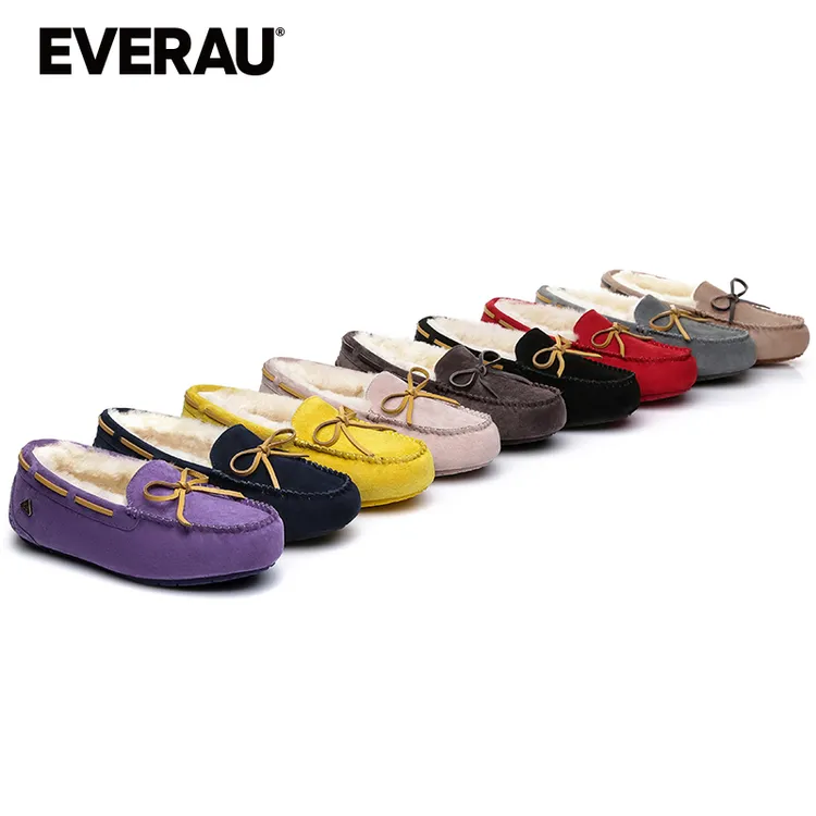 【悉尼小颜专属】EVERAU冬季豆豆鞋棉鞋一脚蹬乐福鞋加绒女鞋EA1005