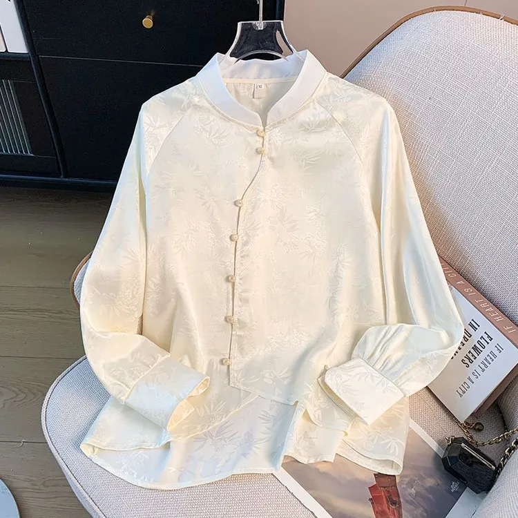 【源头工厂店】实拍新中式古典雅韵提花立领盘扣民族风改良长袖国