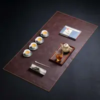【福器】现代中式防水皮革茶席禅意简约茶桌布棕色30.50（福0008）