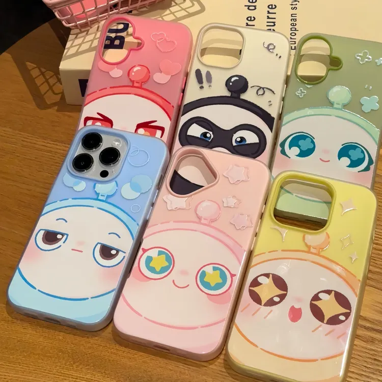 可爱蛋仔派对适用苹果16磨砂肤感手机壳iphone15大孔14防摔13软11