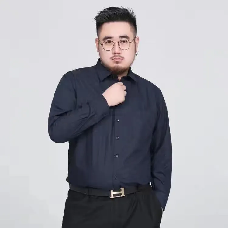 新款加肥加大码男士长袖白衬衫男装宽松衬衣肥佬优质长袖寸衫