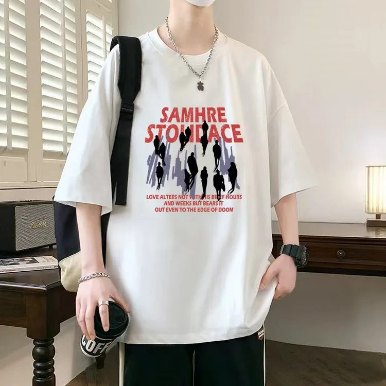 夏季青少年纯棉印花潮流短袖T恤男女款休闲圆领上衣运动百搭半袖商品图