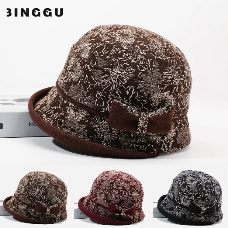 老人帽子女秋冬奶奶老太太保暖盆帽中老年人冬季加厚毛呢妈妈礼帽