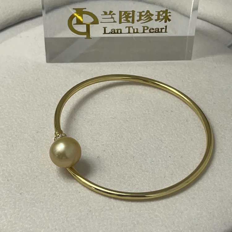 天然海水南洋金珠手镯11-12mm简约精致设计