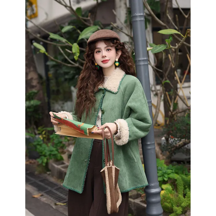 陈大器【松涛入耳】复古港风双面穿毛绒加厚冬季保暖外套JA5468125