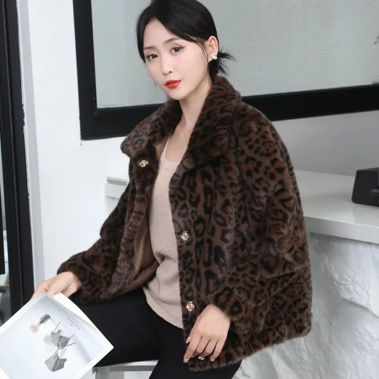 韩版欧美风洋气潮流短款方领3D短外套可爱风豹纹女百搭