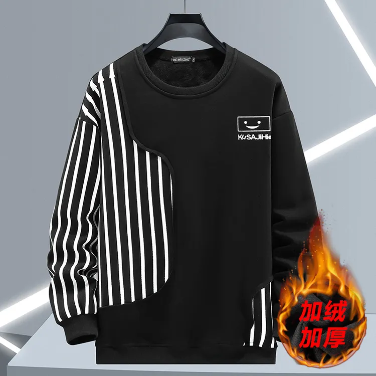 加大码加绒加厚350斤外套卫衣休闲潮服胖子肥佬套头