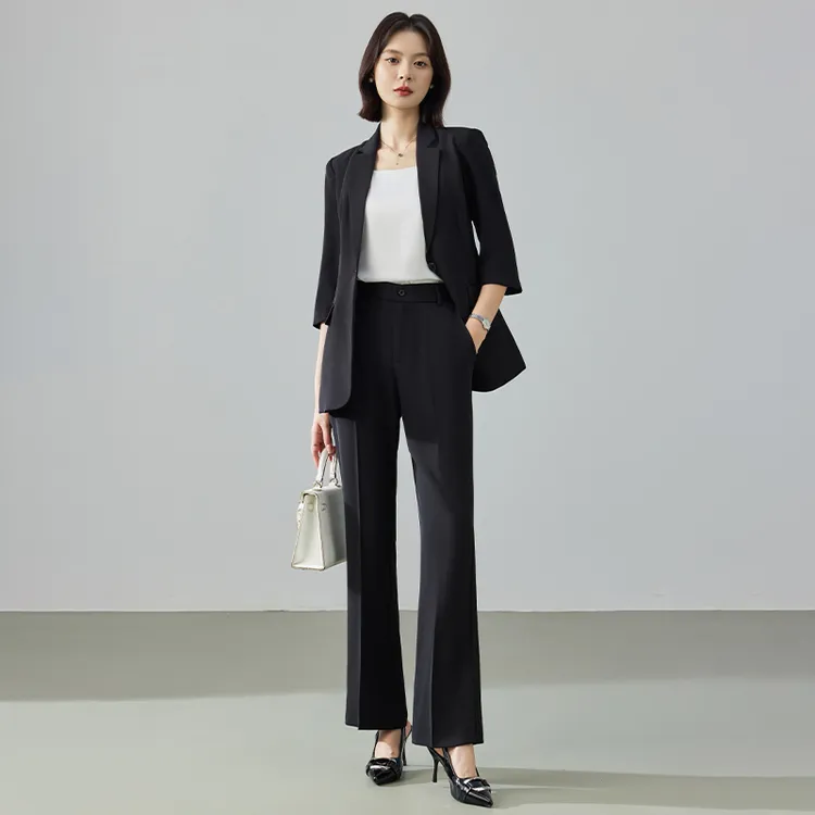 黑色西装女士2025新款夏季薄款中袖气质高级感职业装西服休闲外套