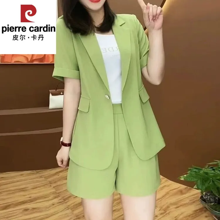 高端休闲西装套装女夏季时尚洋气新款新款大码胖显瘦短裤两件套