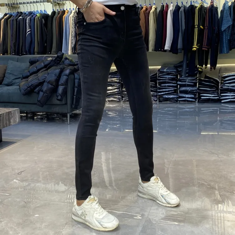 【也许家】新品秋冬男士欧货显瘦修身弹力黑色简约小脚牛仔裤LB6905