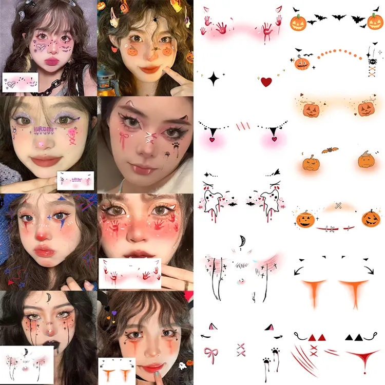 万圣节高颜值妆容脸贴拍照出片个性小众流行小天使可水洗防水防汗