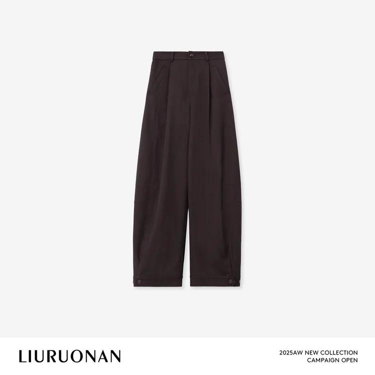 LIURUONAN 25FL【钢笔西裤】复古纹理感高腰直筒裤秋季通勤休闲裤女