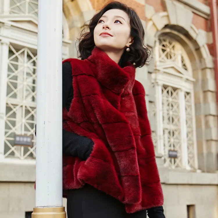 西子/水貂皮毛一体皮草马甲/PCYF0543