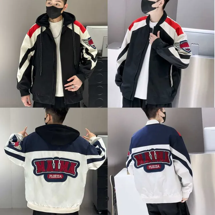 青少年男生秋冬机车棒球服外套韩版港风刺绣男帅气飞行服夹克02