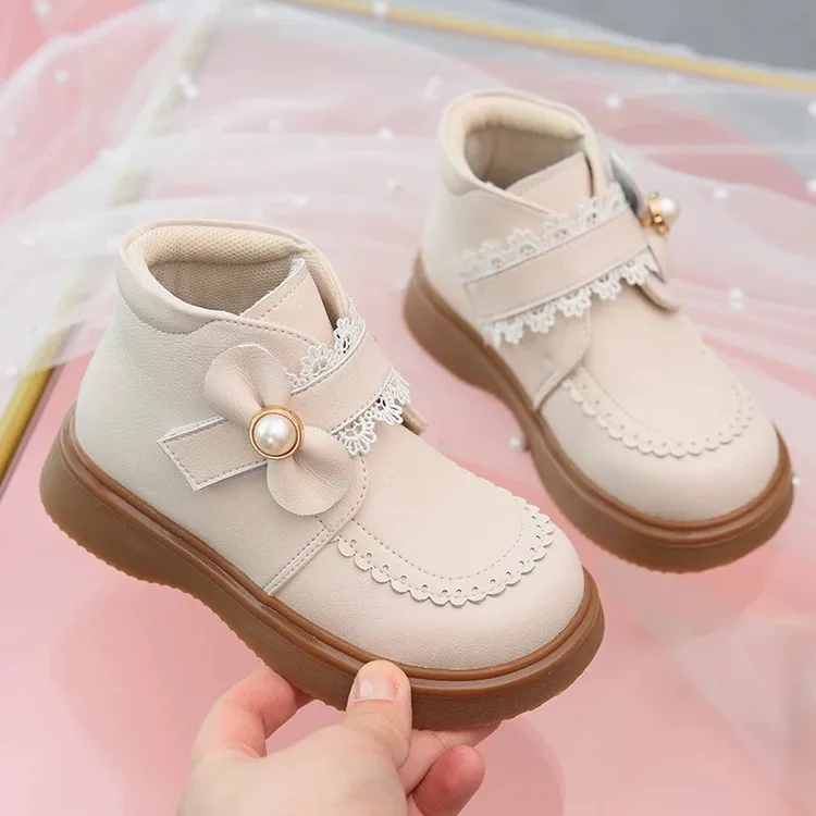 ABC女童马丁靴皮靴公主靴2025秋冬软底加绒靴子小女孩短靴二棉鞋