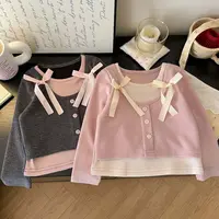 女童甜美百搭假两件T恤上衣2025春季新款韩版儿童时尚洋气打底衫