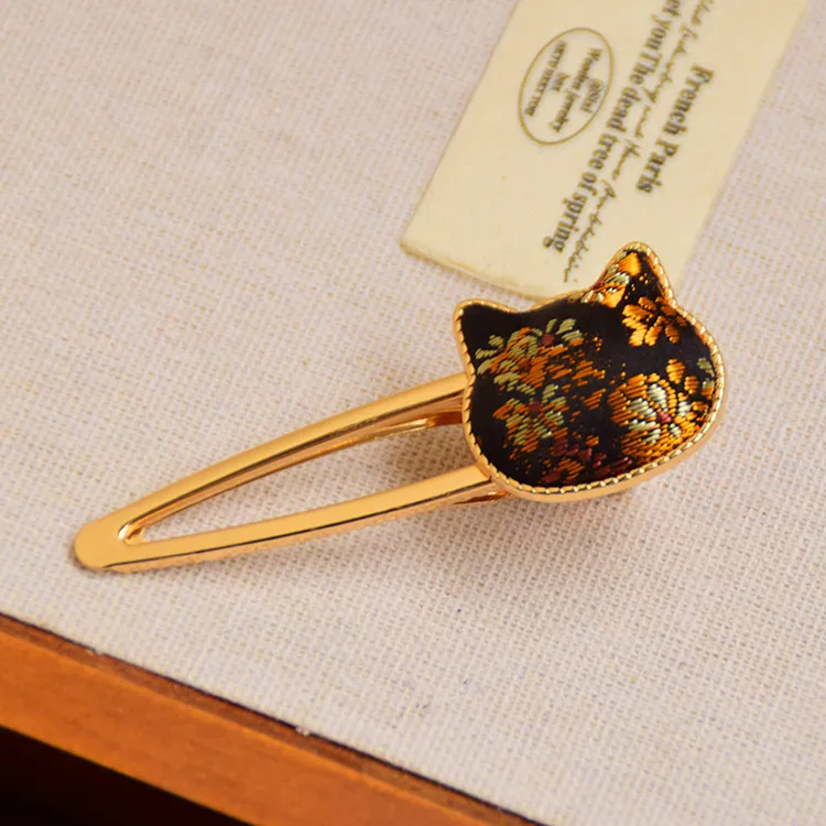 新款高品质国风宋锦发夹刘海夹气质古典鸭嘴夹绸缎碎发夹古风