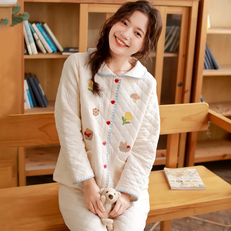 『烘焙熊』富朵秋冬空气棉月子服加厚保暖纯棉孕妇睡衣产后喂奶衣