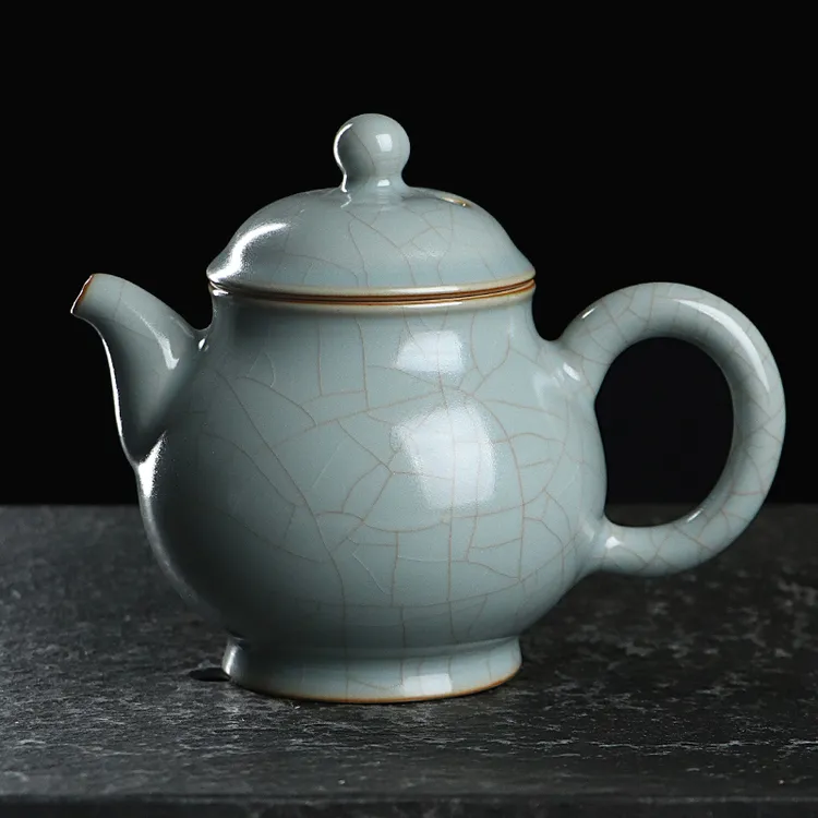 凝香阁 茶养开片仿古釉天青汝窑潘壶 陶瓷冰裂釉茶具大容量泡茶壶