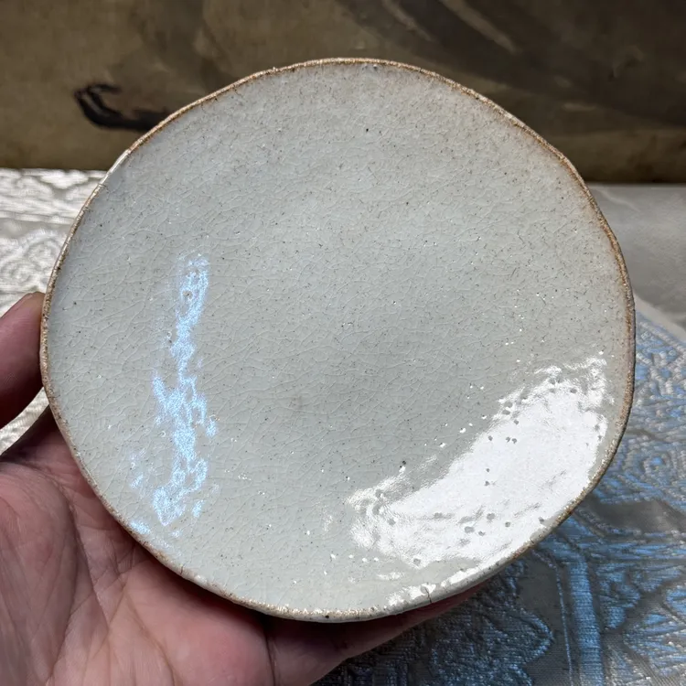 日本进口·中古·石黑正之·粉引·开片细腻·釉水肥润·质朴素雅·茶托