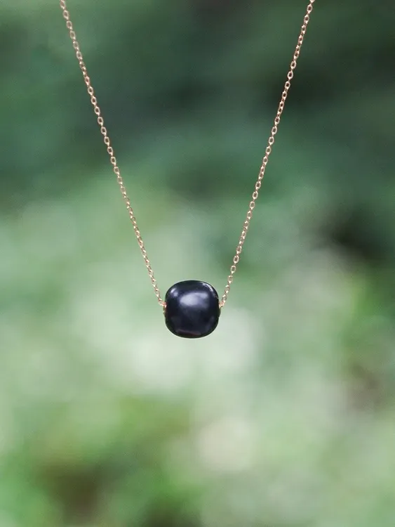 天然和田墨玉路路通吊坠老型珠苹果珠玉石男女款锁骨链饰品时尚