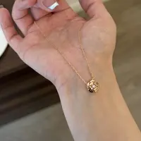 铜合金项链 山茶花光面单锆清新优雅项链【X767】