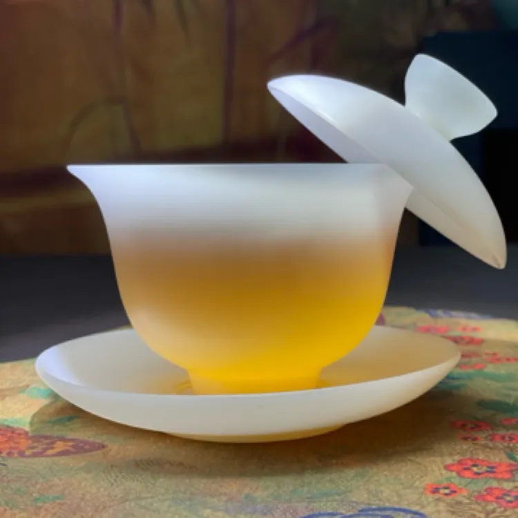 德化茶具冰晶璞玉素烧薄胎盖碗冰种玉瓷防烫手悬停提盖三才盖碗