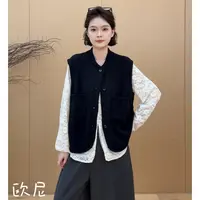 欧尼私服 2025秋季新款圆领单排扣无袖针织马甲开衫上衣2509C5891
