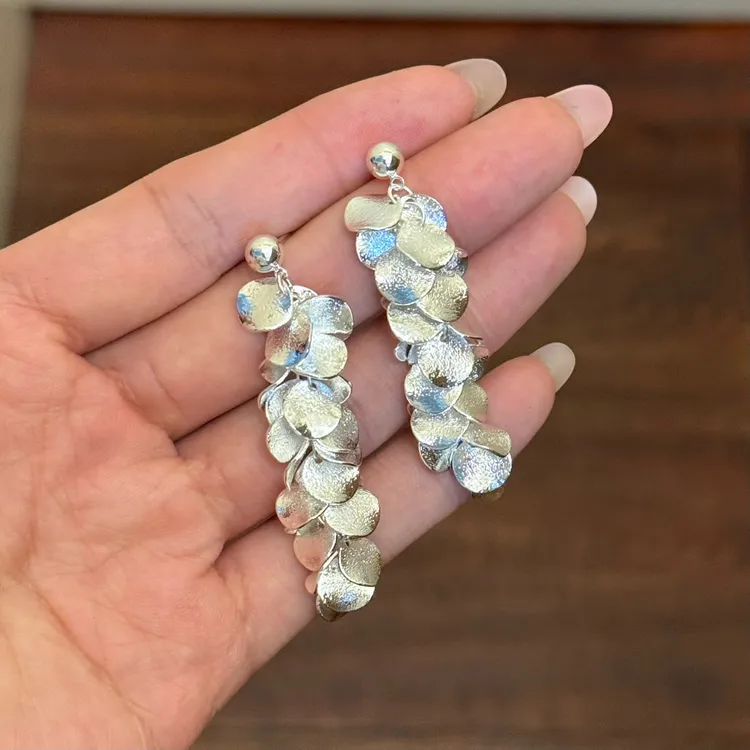 铜合金耳饰 E0231 东大门ins风叶片流苏耳环